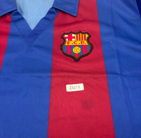 WAREHOUSE SECONDS Rivaldo Back Signed Retro FC Barcelona Home Shirt  - Grade C