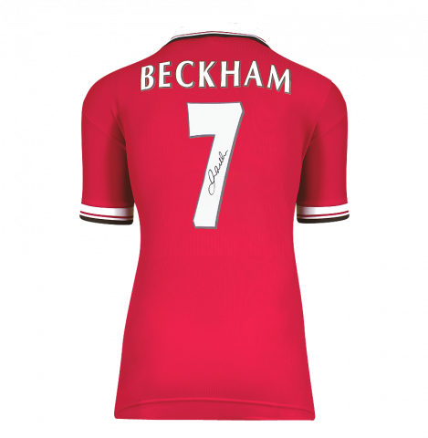 WAREHOUSE SECONDS David Beckham Back Signed Manchester United 1999 Home Shirt With Fan Style Number - Grade A