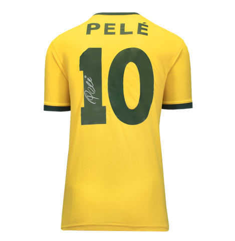 WAREHOUSE SECONDS Pele Back Signed Brazil Retro Home Shirt - Grade C
