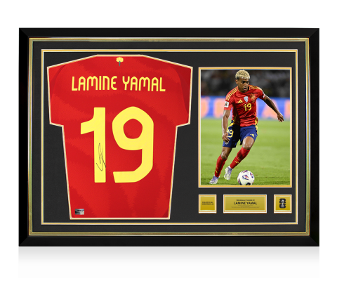 Lamine Yamal Official 2026 FIFA World Cup™ Back Signed and Hero Framed Spain 2024 Home Shirt