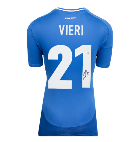 WAREHOUSE SECONDS Christian Vieri Back Signed Italy 2024-25 Home Shirt - Grade A