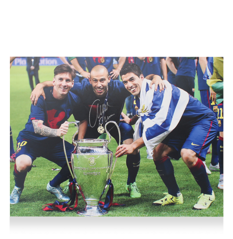 WAREHOUSE SECONDS Javier Mascherano Signed FC Barcelona Photo: UCL Winner - Grade A