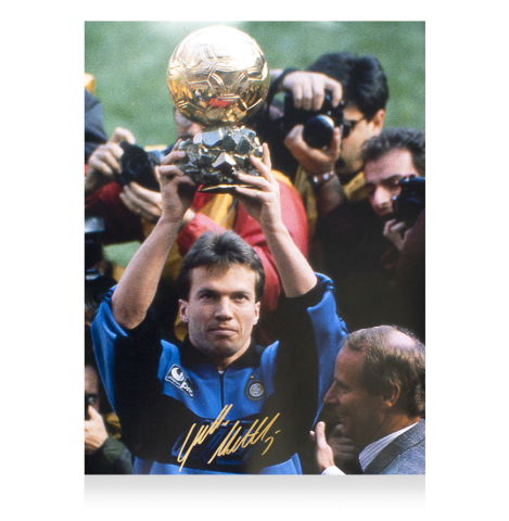 WAREHOUSE SECONDS Lothar Matthaus Signed Internazionale Photo: 1990 Ballon d'Or Winner - Grade C