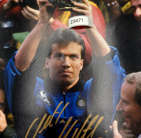 WAREHOUSE SECONDS Lothar Matthaus Signed Internazionale Photo: 1990 Ballon d'Or Winner - Grade C