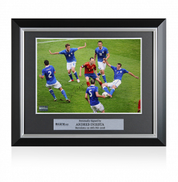 Andres Iniesta Signed and Framed Spain Photo: Surrounded