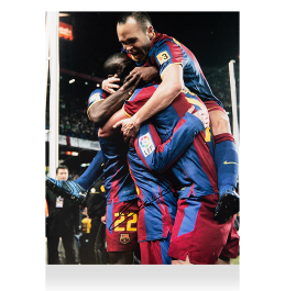 Andres Iniesta Signed FC Barcelona Photo: Team Celebration