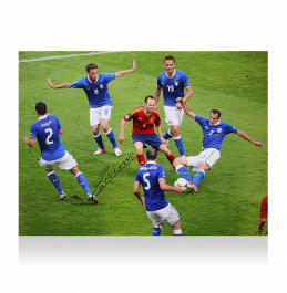Andres Iniesta Signed Spain Photo: Surrounded