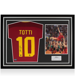 Francesco Totti Back Signed Roma 2017-18 Home Shirt In Hero Frame