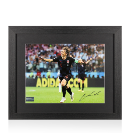 Luka Modric Signed Croatia Photo In Black Wooden Frame: Goal vs Argentina