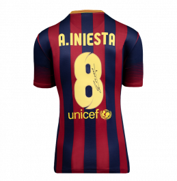 Andres Iniesta Back Signed FC Barcelona 2013-14 Home Shirt