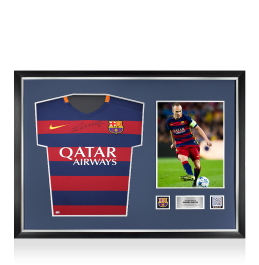 Andres Iniesta Official FC Barcelona Front Signed and Framed 2015