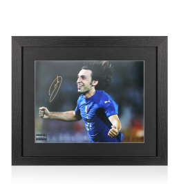 Andrea Pirlo Signed Italy Photo In Black Wooden Frame: FIFA World