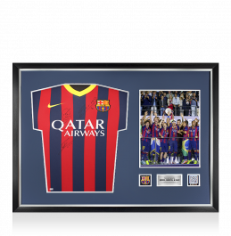 Lionel Messi Official FC Barcelona & Xavi Triple Signed and