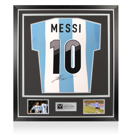 Lionel Messi Back Signed Argentina 2011-13 Home Shirt In Classic Frame
