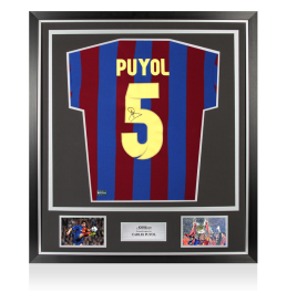 Carles Puyol(プジョル) 直筆サイン入りユニフォーム FCバルセロナ Carles Puyol Back Signed FC Barcelona Retro Captain's Home Shirt