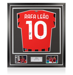 Rafael Leao Back Signed AC Milan 2024-25 Home Shirt In Classic Frame
