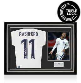Marcus Rashford Back Signed England 2024-26 Home Shirt In Hero Frame ...