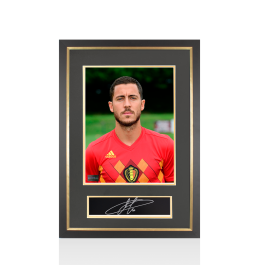 Eden Hazard サイン入りフレーム付き写真 Eden Hazard Signed Plaque and Photo Frame: Belgium Star