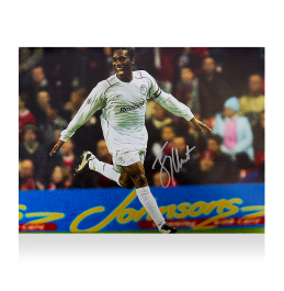 Jay-Jay Okocha Signed Bolton Wanderers Photo: Free-Kick Goal vs