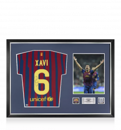 Xavi Official FC Barcelona Back Signed and Framed 2011-12