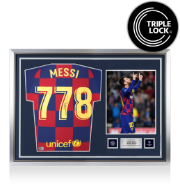 Lionel Messi Official UEFA Champions League Autographed and Hero