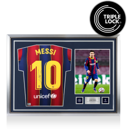 Lionel Messi Official UEFA Champions League Autographed and Hero