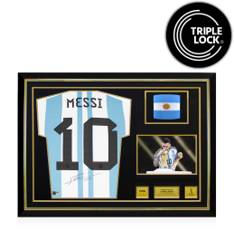 メッシ FIFAワールドカップサインフレーム入りアルゼンチン2022ホームシャツ PRE-ORDER Lionel Messi Official 2022 FIFA World Cup™ Back Signed