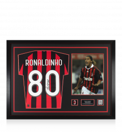 Ronaldinho Official AC Milan Back Signed and Framed Modern Home Shirt