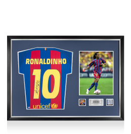 Ronaldinho Official FC Barcelona Back Signed and Framed 2016-17