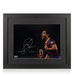 Xavi Signed FC Barcelona Photo In Black Wooden Frame: Blaugrana Legend
