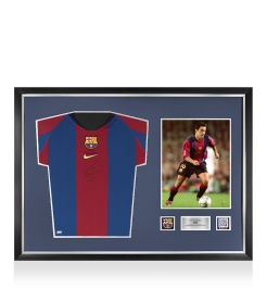 Xavi Official FC Barcelona Front Signed and Framed 1998 Home Shirt