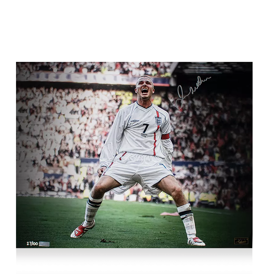 2002年　英国 David Beckham 額縁付きフォト David Beckham Signed England Photo: Iconic FIFA World Cup