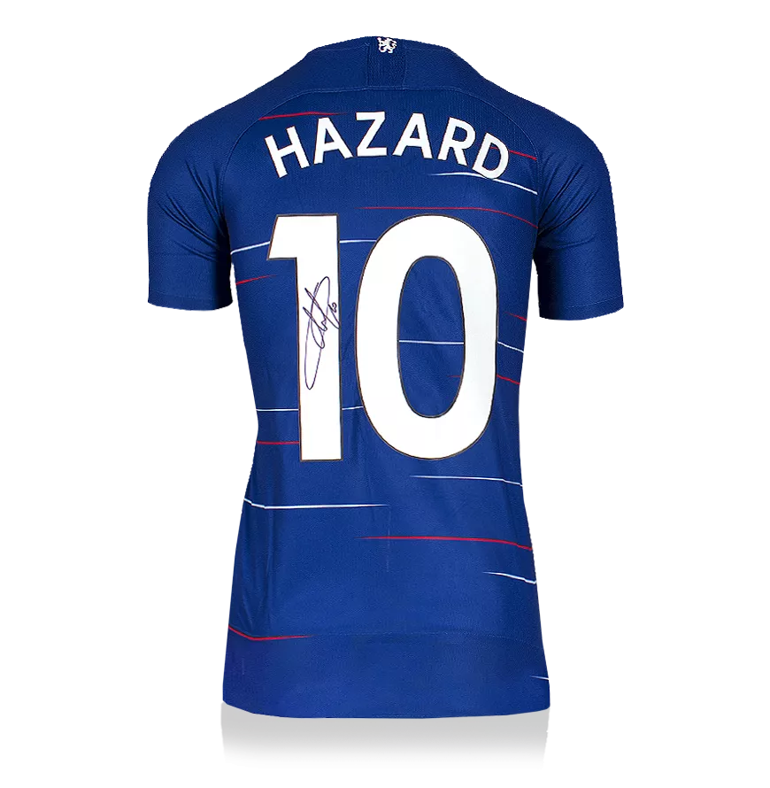 Eden Hazard Back Signed Chelsea 2018 19 Home Shirt With Fan Style Numbers