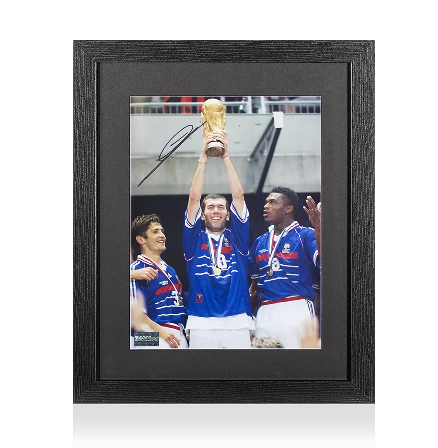 Zinedine Zidane Signed France Photo In Black Wooden Frame