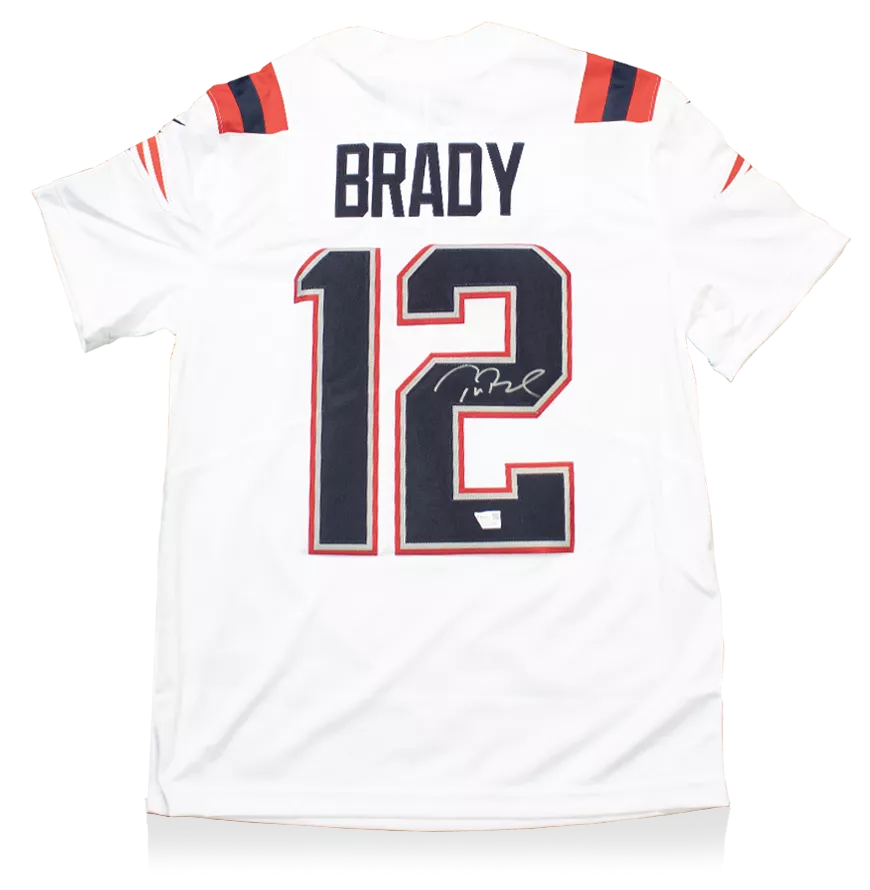 Tom Brady Back Signed White New England Patriots Road Jersey