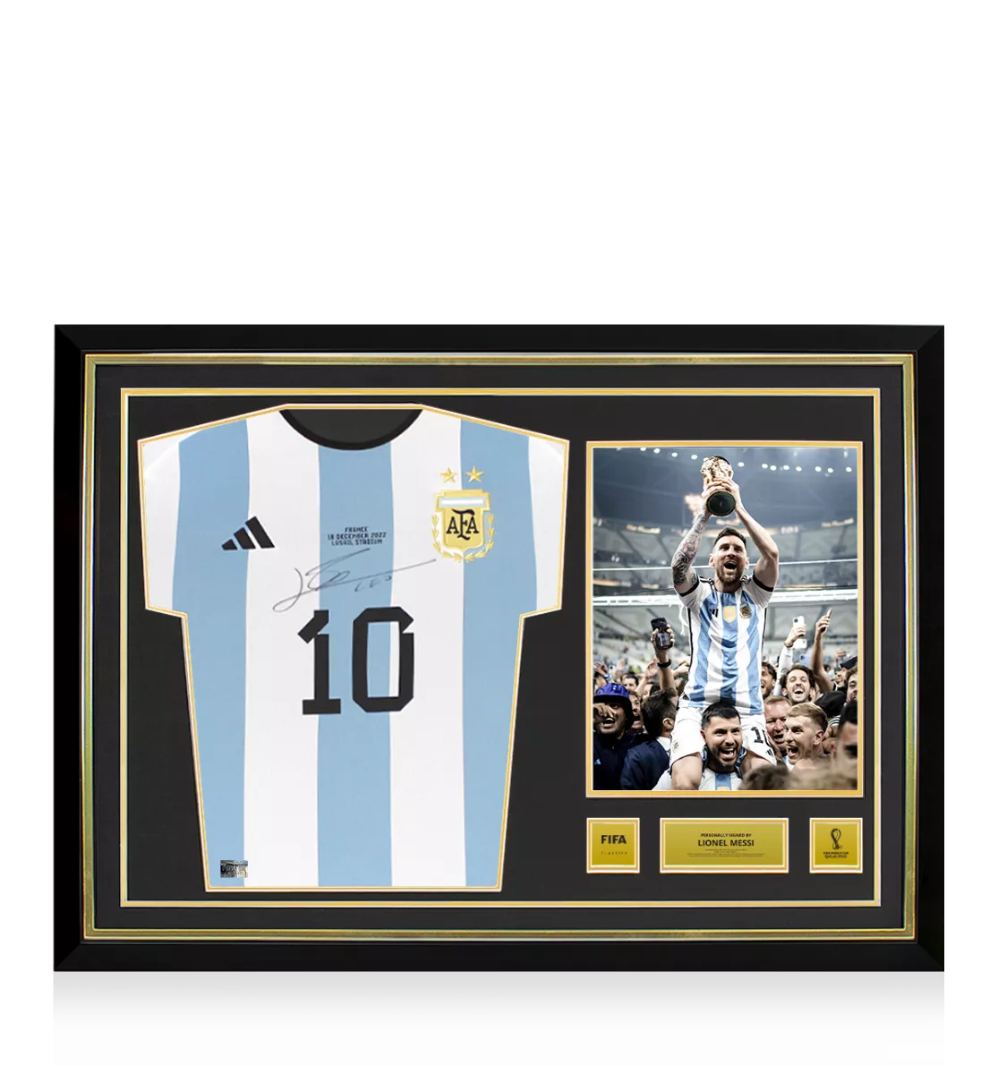 メッシ FIFAワールドカップサインフレーム入りアルゼンチン2022ホームシャツ メッシ直筆サイン入りアルゼンチン代表2022ホームユニフォーム