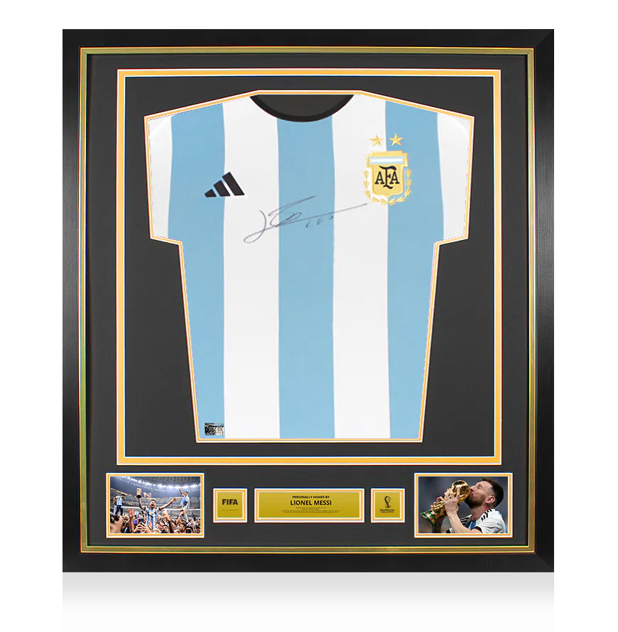 メッシ FIFAワールドカップサインフレーム入りアルゼンチン2022ホームシャツ i3238fwc2022f.webp