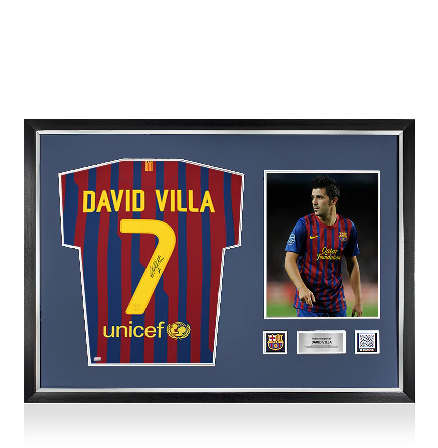 Maillot de football domicile signé David Villa FC Barcelone