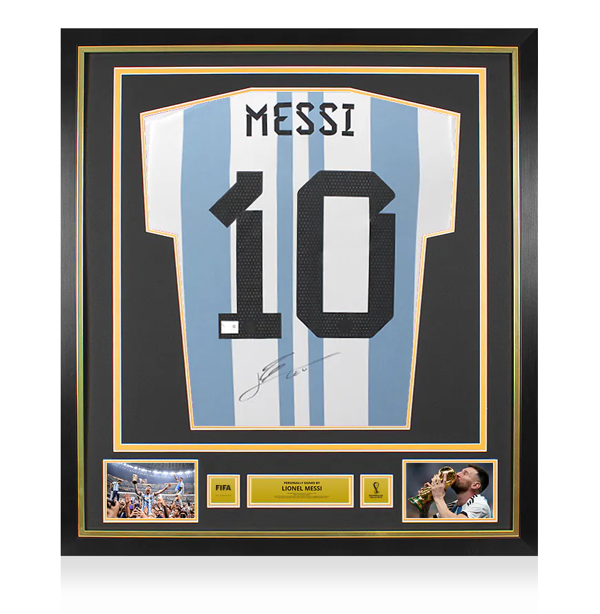 メッシ FIFAワールドカップサインフレーム入りアルゼンチン2022ホームシャツ i4052fwc2022f.webp