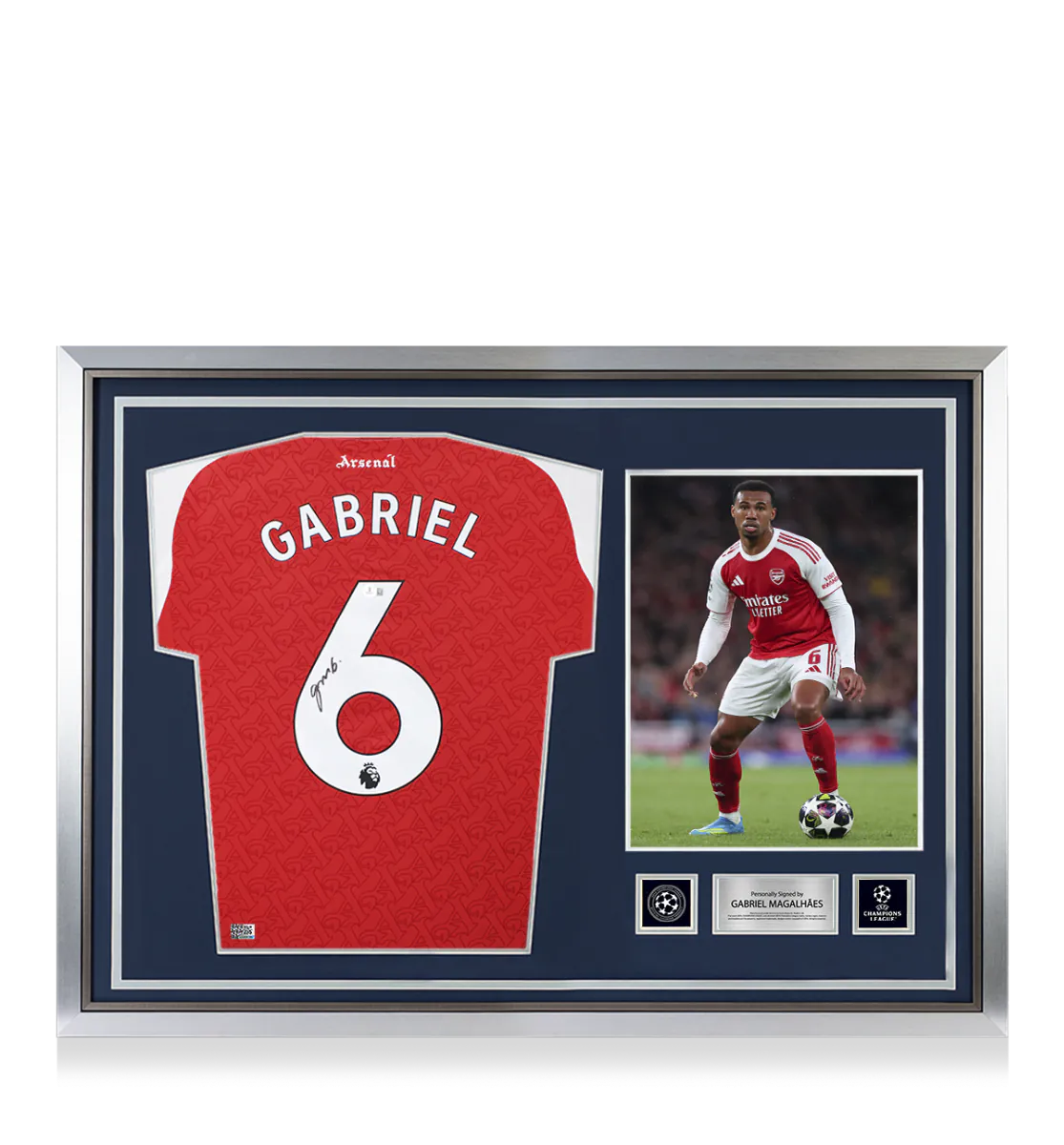 Gabriel Magalhães Arsenal Signed Framed Shirt
