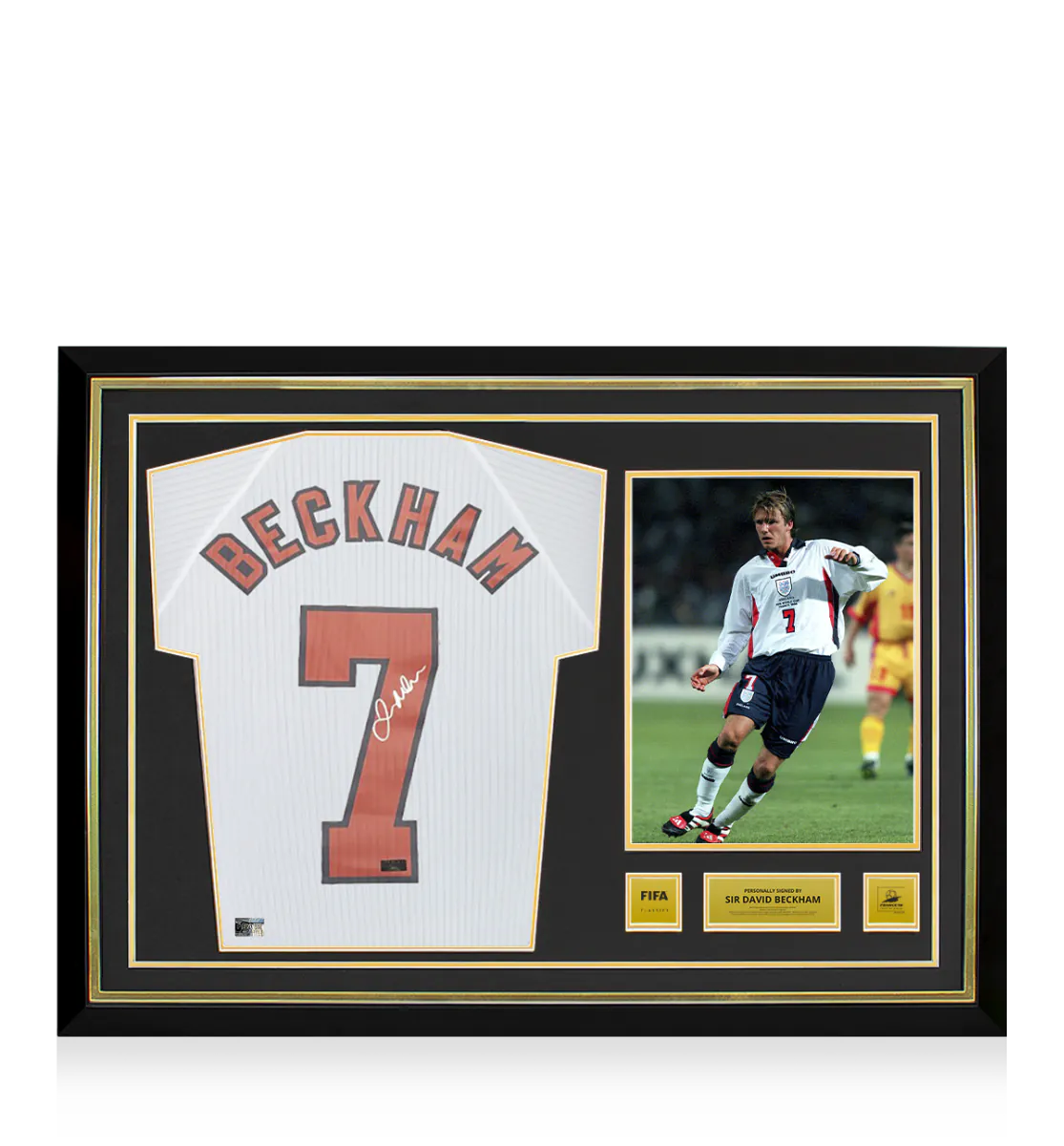 David Beckham Official FIFA World Cup 1998 Back Signed and Hero Framed England 1998 Home Shirt