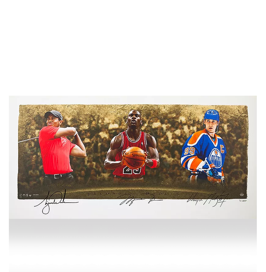 Wayne Gretzky, Michael Jordan & Tiger Woods Signed Print: Icons of Sport Wayne Gretzky, Michael Jordan & Tiger Woods Signed Print: Icons of Sport