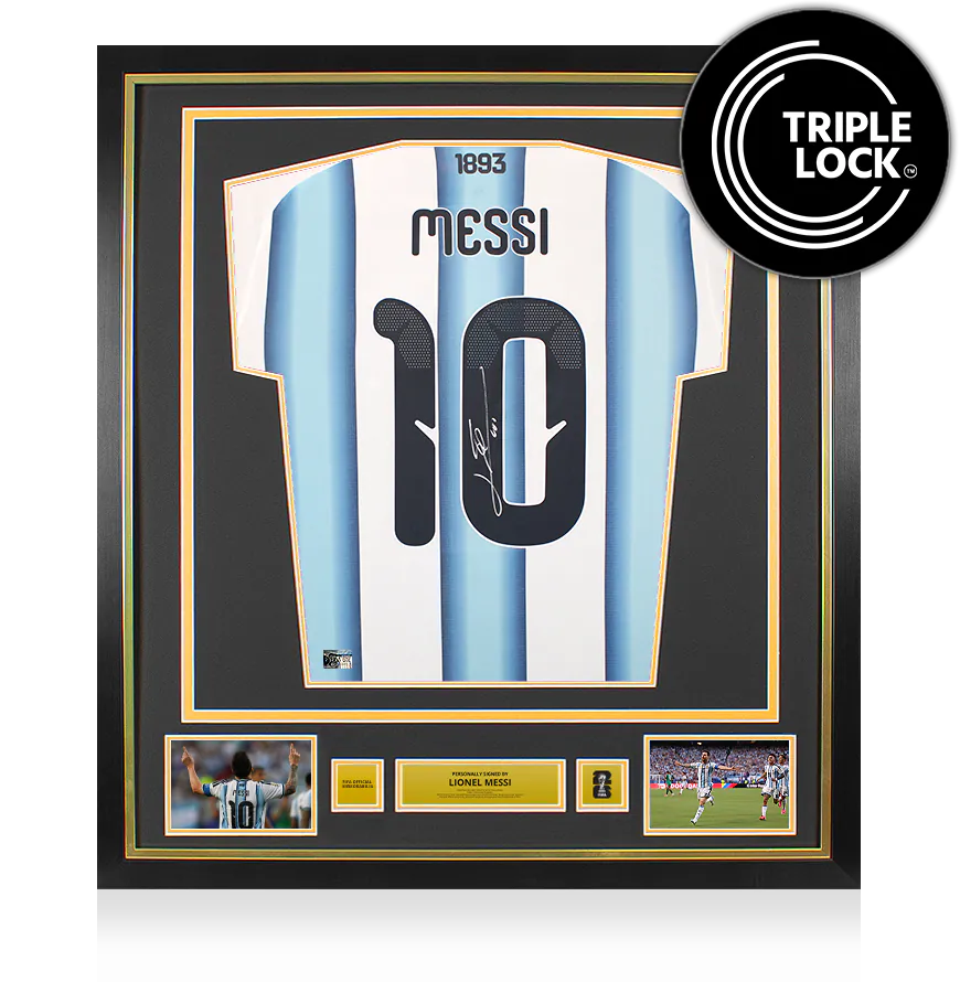 メッシ FIFAワールドカップサインフレーム入りアルゼンチン2022ホームシャツ lionel_messi_official_fifa_wor
