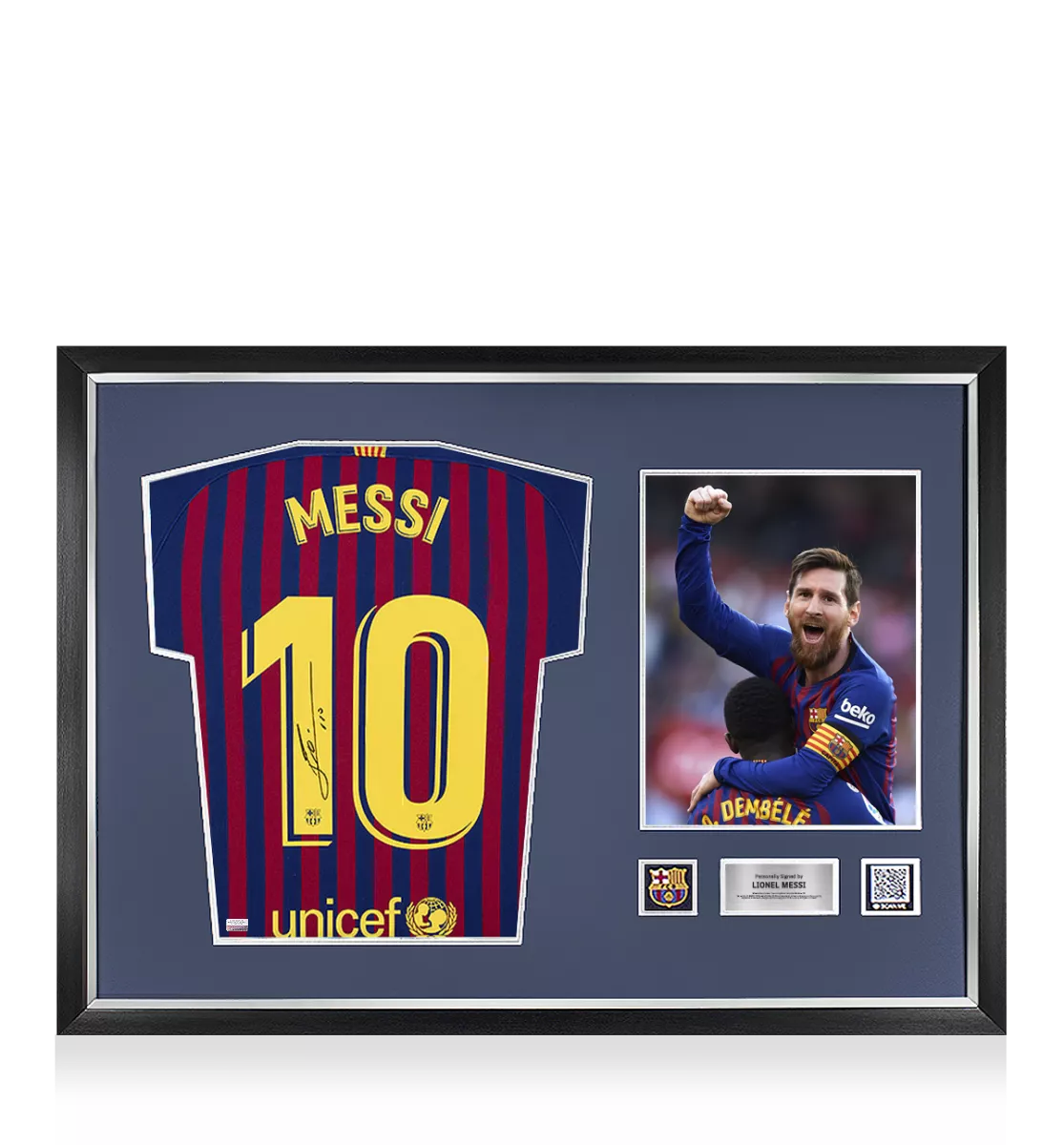 Lionel Messi Official FC Barcelona Back Signed and Framed 2018-19