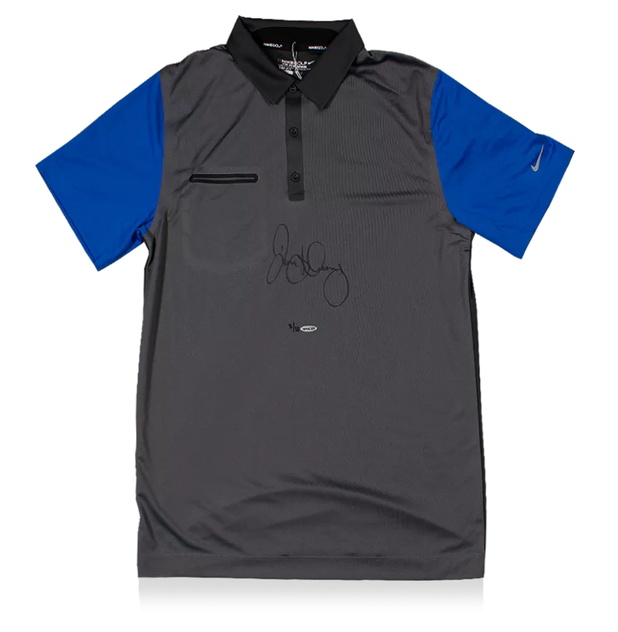 Rory McIlroy Signed Grey and Blue Nike Golf Polo