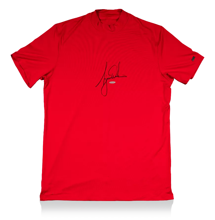 Tiger Woods Signed Red Nike Vapor Golf Turtleneck Shirt
