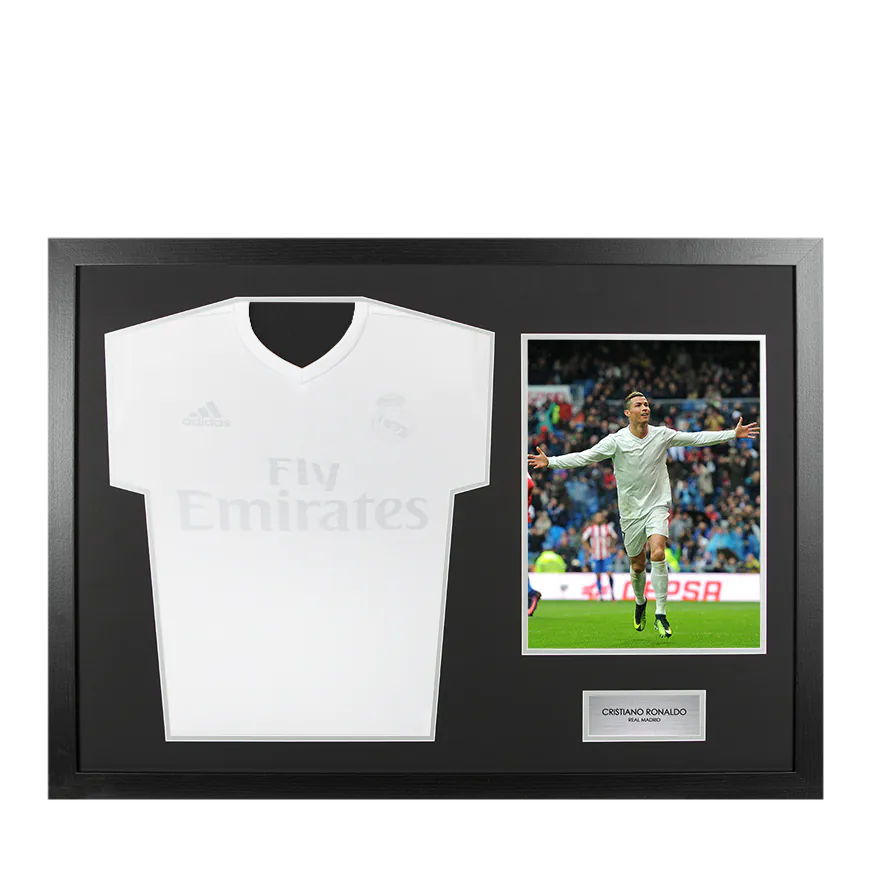 Unsigned Cristiano Ronaldo Real Madrid Shirt In Tribute Frame