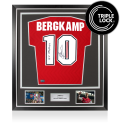 Dennis Bergkamp Back Arsenal 1996-98 Home Shirt - 10x Trophies Inscription In Classic Frame