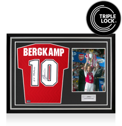 Dennis Bergkamp Back Arsenal 1996-98 Home Shirt - 10x Trophies Inscription In Hero Frame: Option 1
