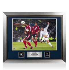 Zinedine Zidane Official UEFA Champions League Autographed and Framed Real Madrid Photo: 2002 UEFA Champions League Final Volley
